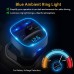 Cocoda Bluetooth FM Transmitter for Car, Blue Ambient Ring Light Wireless Radio Car Receiver Adapter Kit with Hands-Free Calling, Dual USB Charger 5V/2.4A and 1A, Support SD Card, USB Disk (Black)